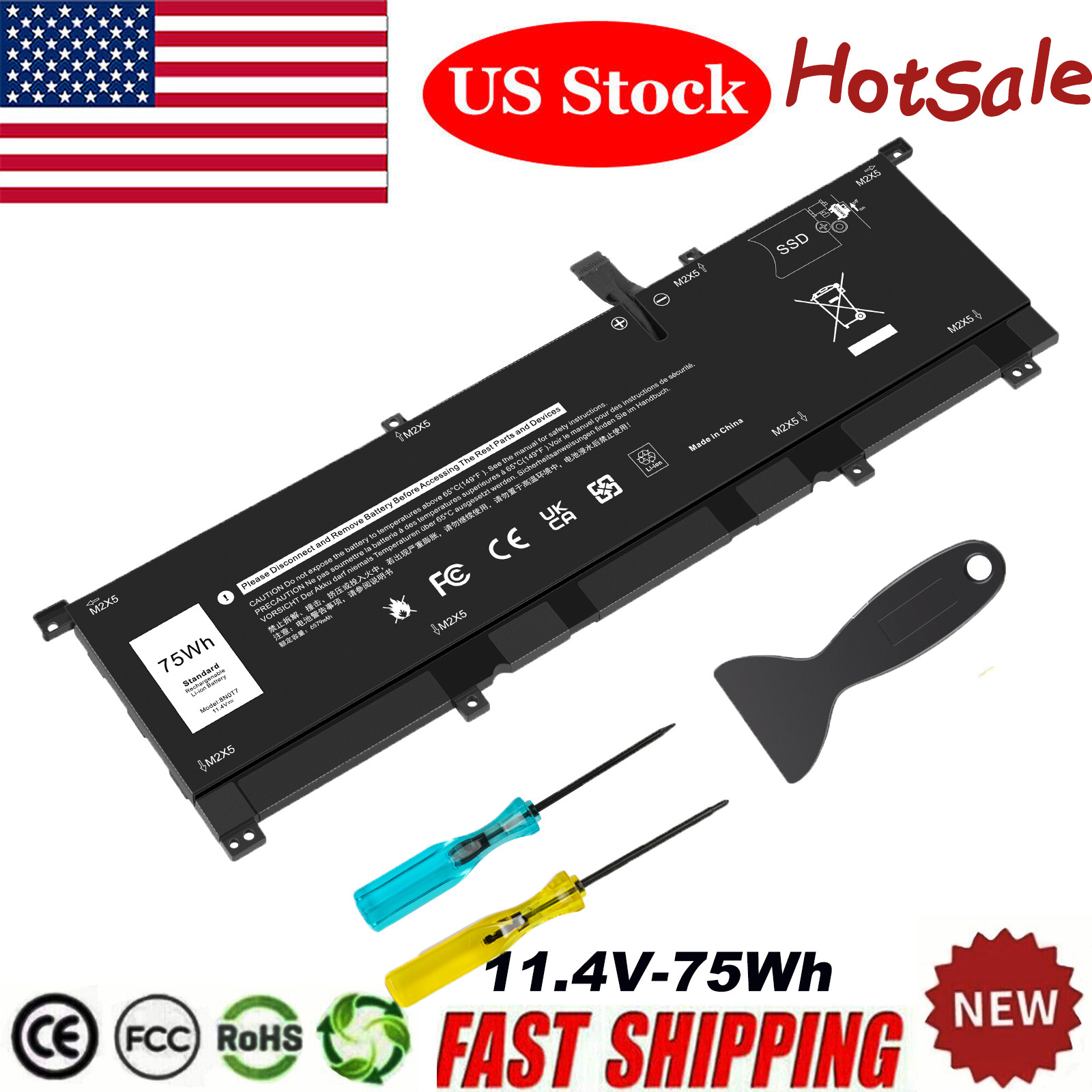 New For Dell 8N0T7 08N0T7 Battery 75Wh TMFYT XPS 15 9575 Precision 5530 Series