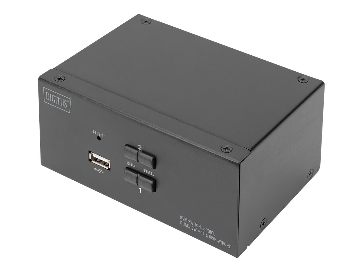 DIGITUS KVM Switch Dual Display 4k DisplayPort Kvm Switch 2-Port USB DS-12862