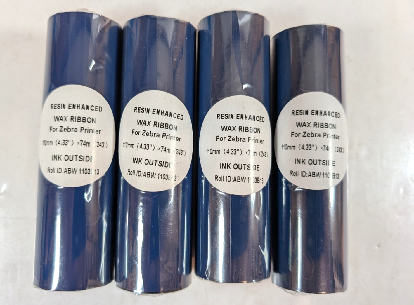Wax Ribbons Qty 4x Premium Resin Enhanced  Zebra Printers 110 mm x 74m
