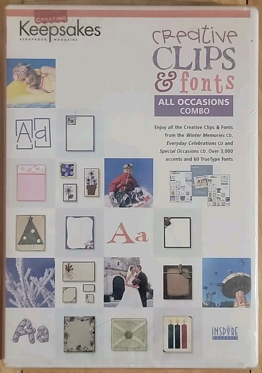 Creating Keepsakes Creative Over 3000 Clips & Fonts Win or Mac CD Software - NEW