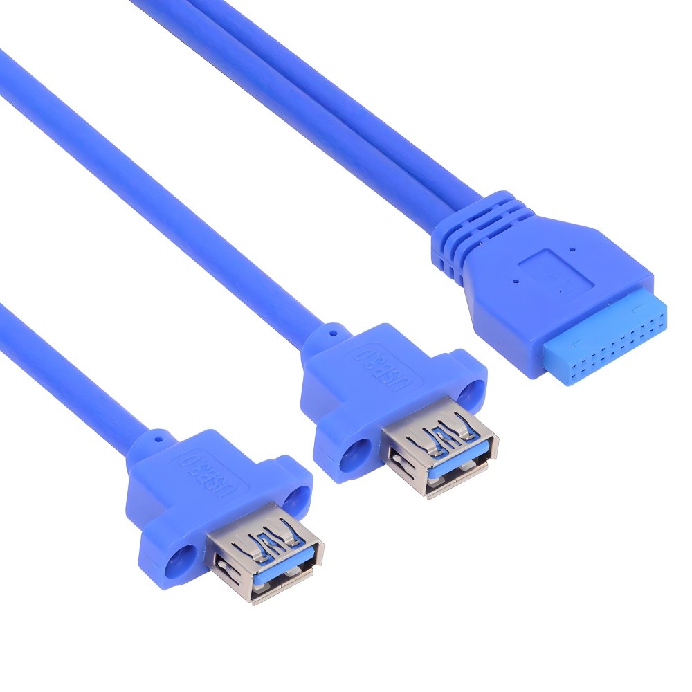 CY Panel Type Dual USB 3.0 Type-A Female to 20Pin Mainboard Header Cable 50cm