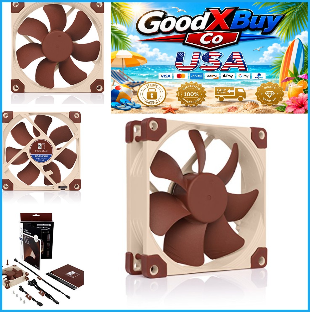92mm Case Fan 12V 4 Pin PWM 2000 RPM 22.8 dB Quiet Cooling for CPU Cooler ITX