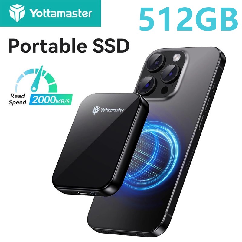 Yottamaster Magnetic Solid State Drive Storage Enclosure 1TB 2TB For iPhone 15
