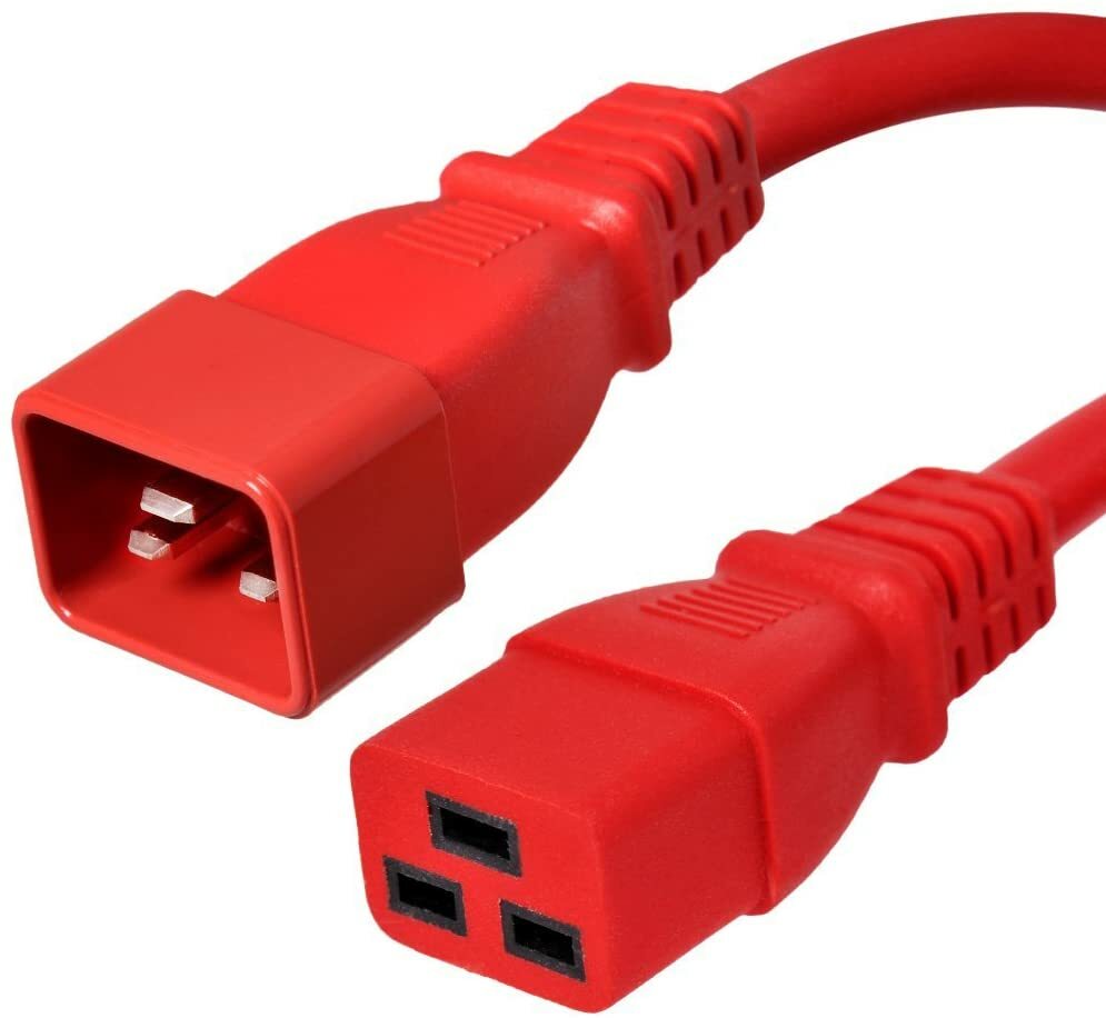 5FT IEC C20 - C19 Red Power Cord 12AWG 20A/2500W 100-250V 1.5M