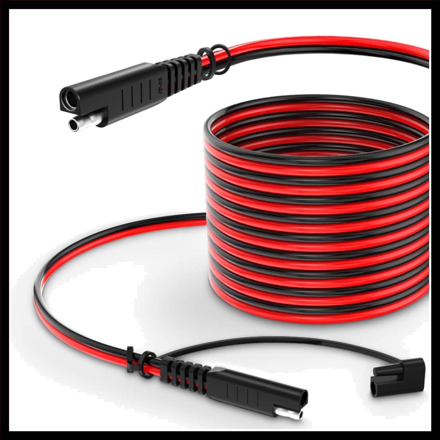 Black 15ft SAE Power Extension Cable 14AWG for Automotive RV Marine and Solar...