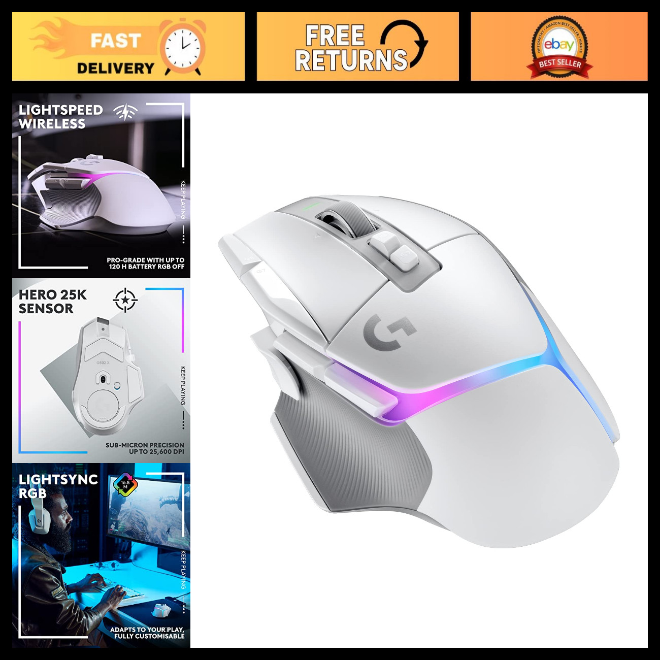 Wireless RGB Gaming Mouse - High Precision, Ergonomic Design, Customizable Butto