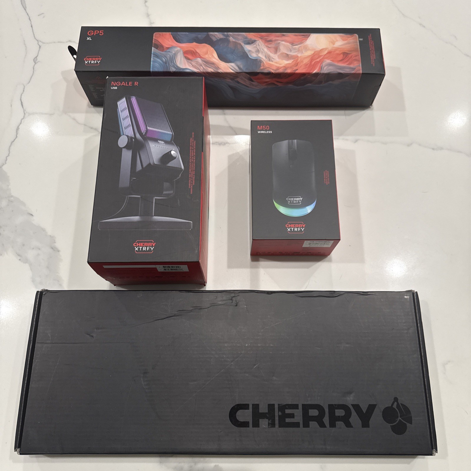 CHERRY XTRFY Gaming Bundle – RGB Keyboard, Mouse, Microphone & XL Mousepad