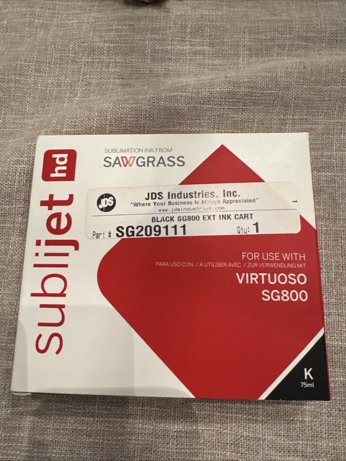 NEW GENUINE SAWGRASS Sublijet HD BLACK 75ml Ink Virtuoso SG800  Ex. Oct 2024