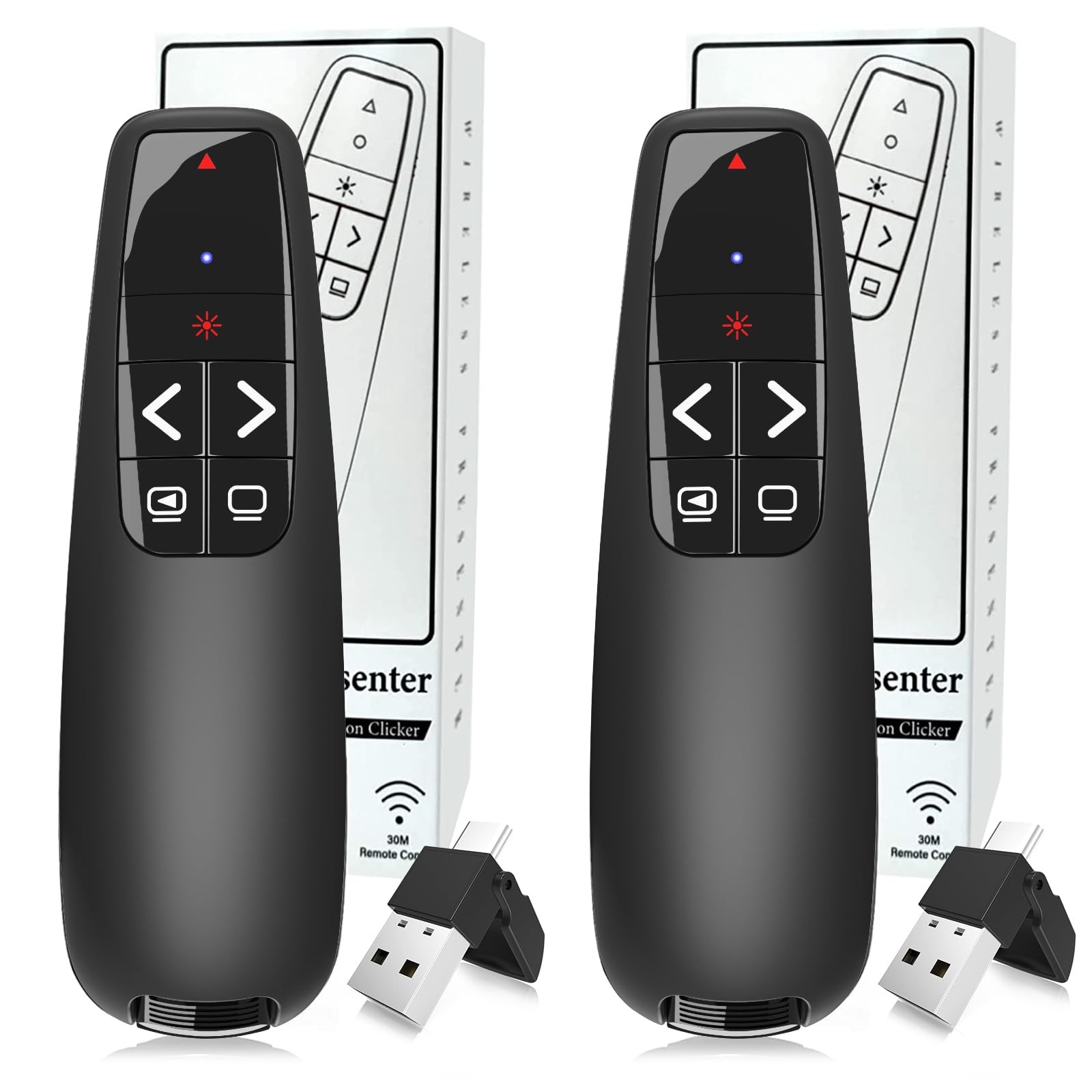 (2 Units) Wireless Presentation Clicker Remote for PowerPoint, Presenter