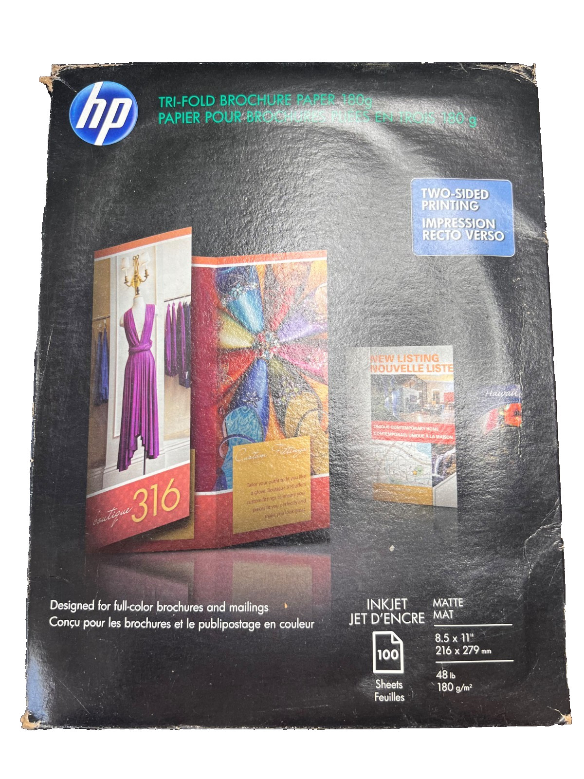 HP Inkjet Tri-Fold Brochure Paper Matte Finish 8.5" x 11"  100pcs New, Sealed