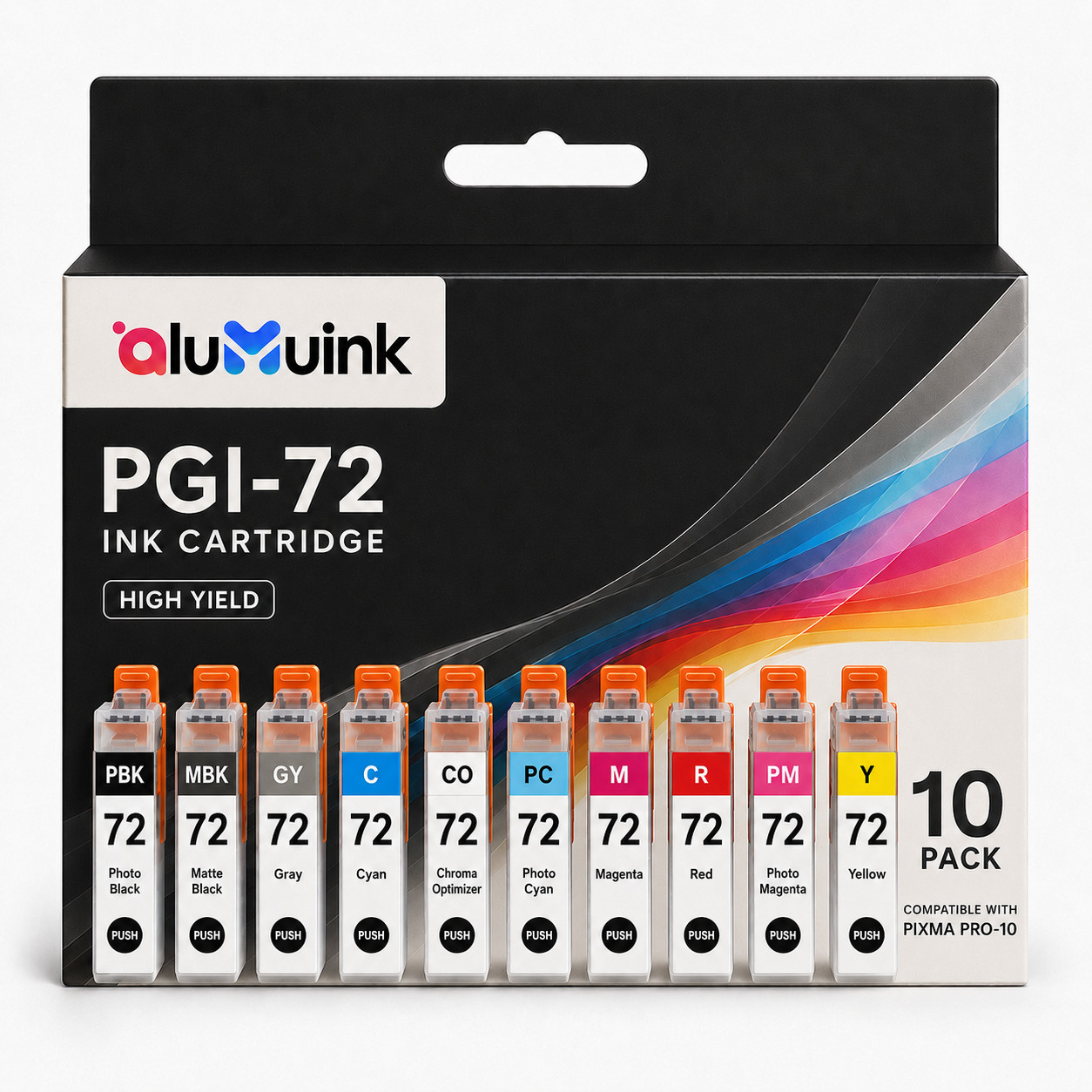 PGI-72 Ink Cartridge for Pixma Pro-10 Pro-10s CO/PC/PBK/MBK/GY/C/M/R/PM/Y