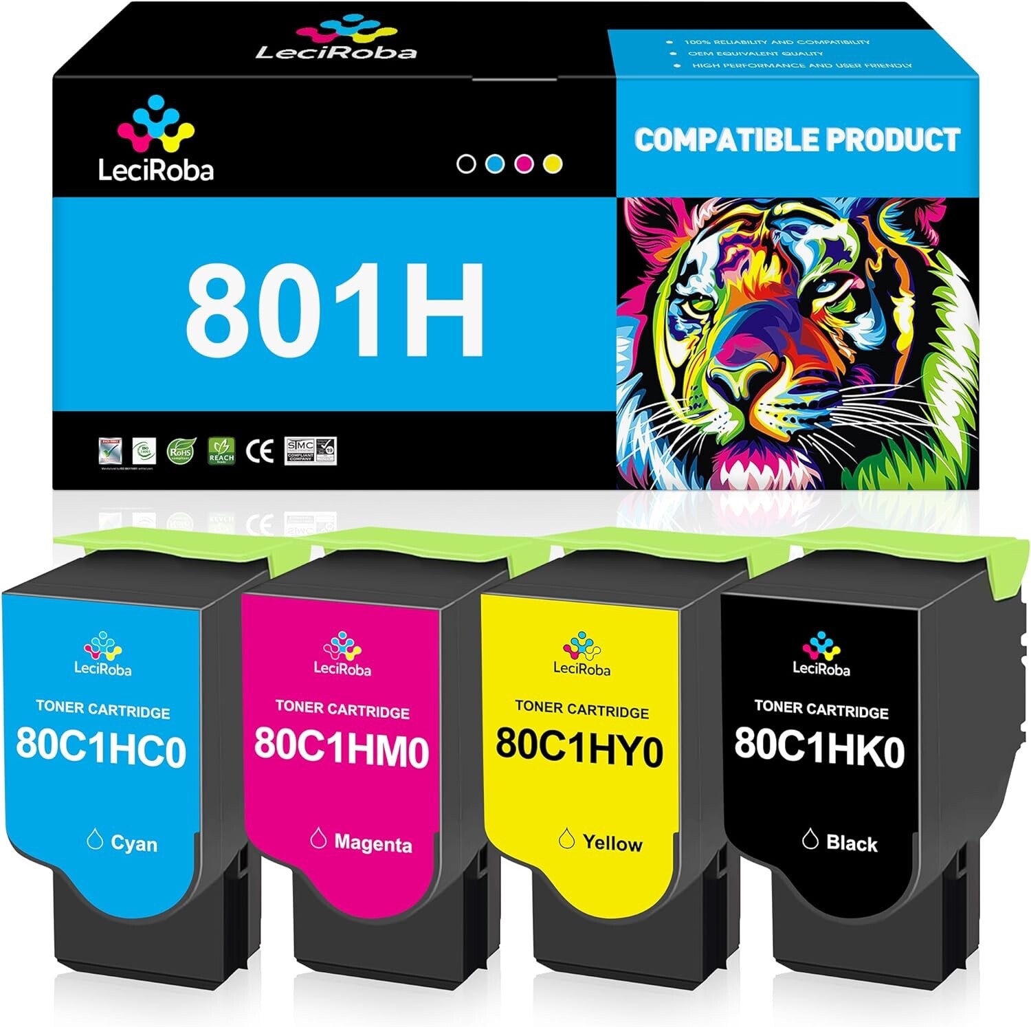 For Lexmark 801H 4-Color Combo Pack Toner CX310 CX410 CX510 High Yield - NEW
