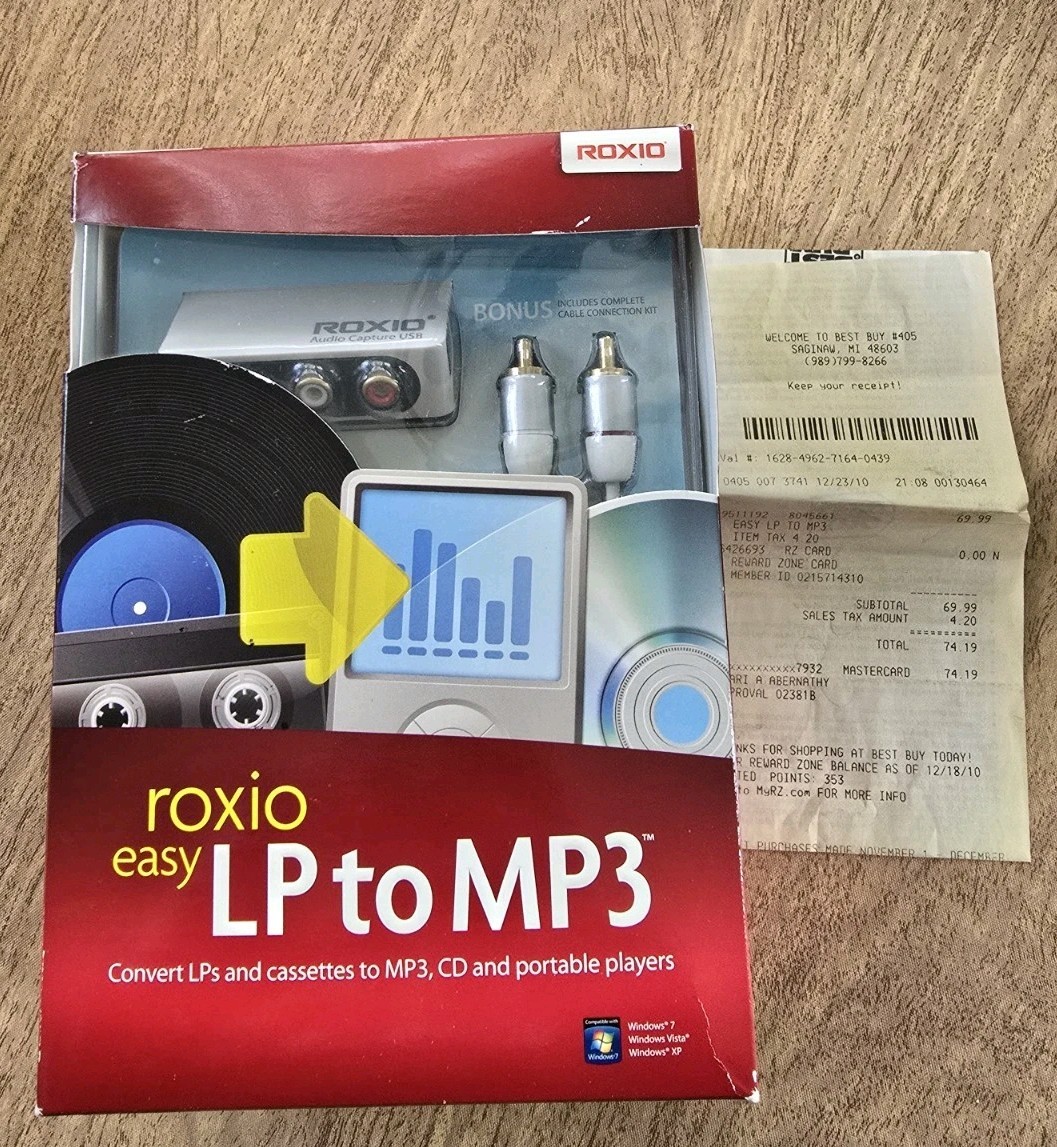 Roxio Easy LP to MP3 Convert LPS & Cassettes to MP3 Sealed