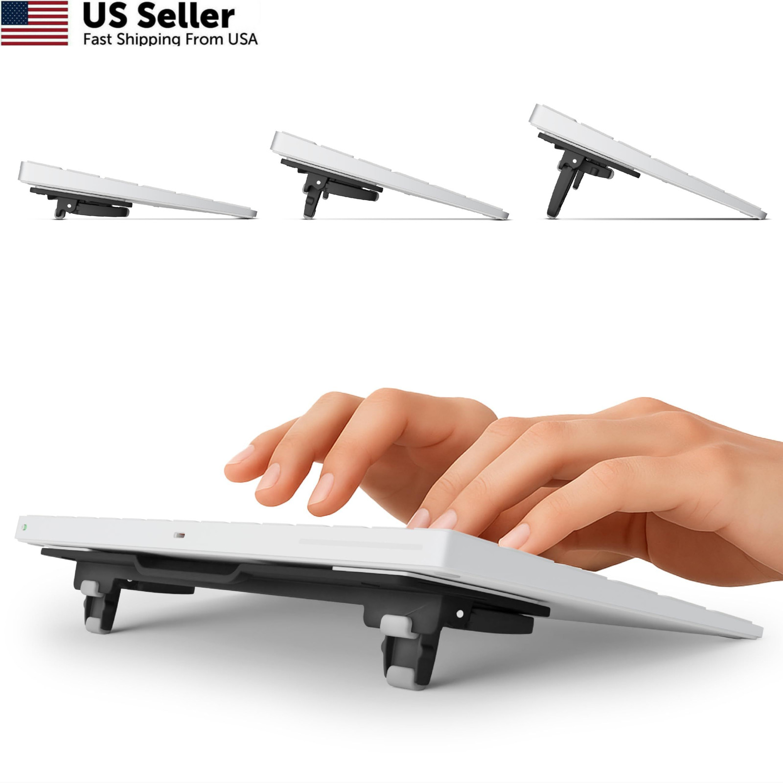 GPG2 ESC Flip Keyboard Stand for Desk, Tilting Riser That Attaches to Black