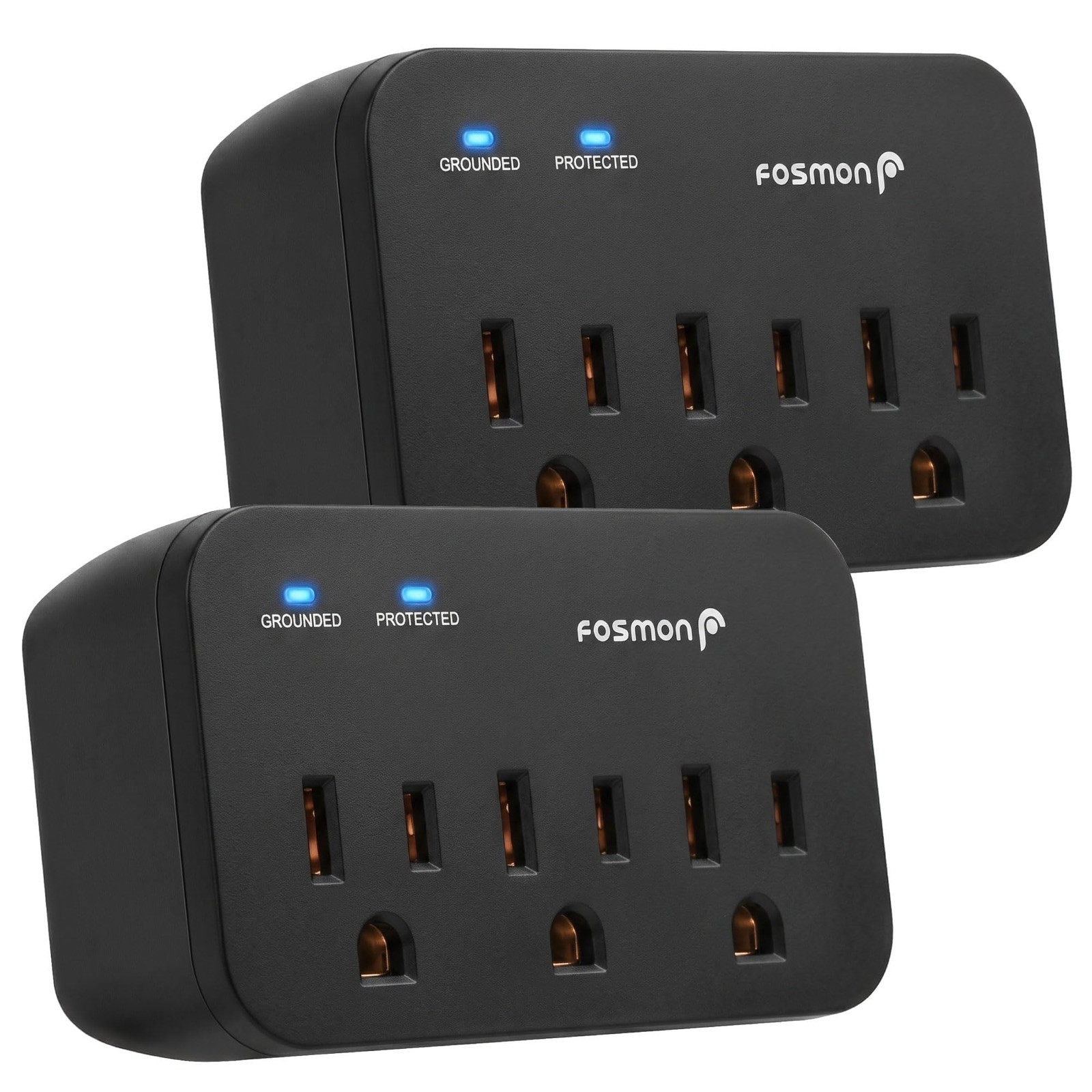 Fosmon Surge Protector Outlet for Refrigerator & Home Appliance 2 Pack Black