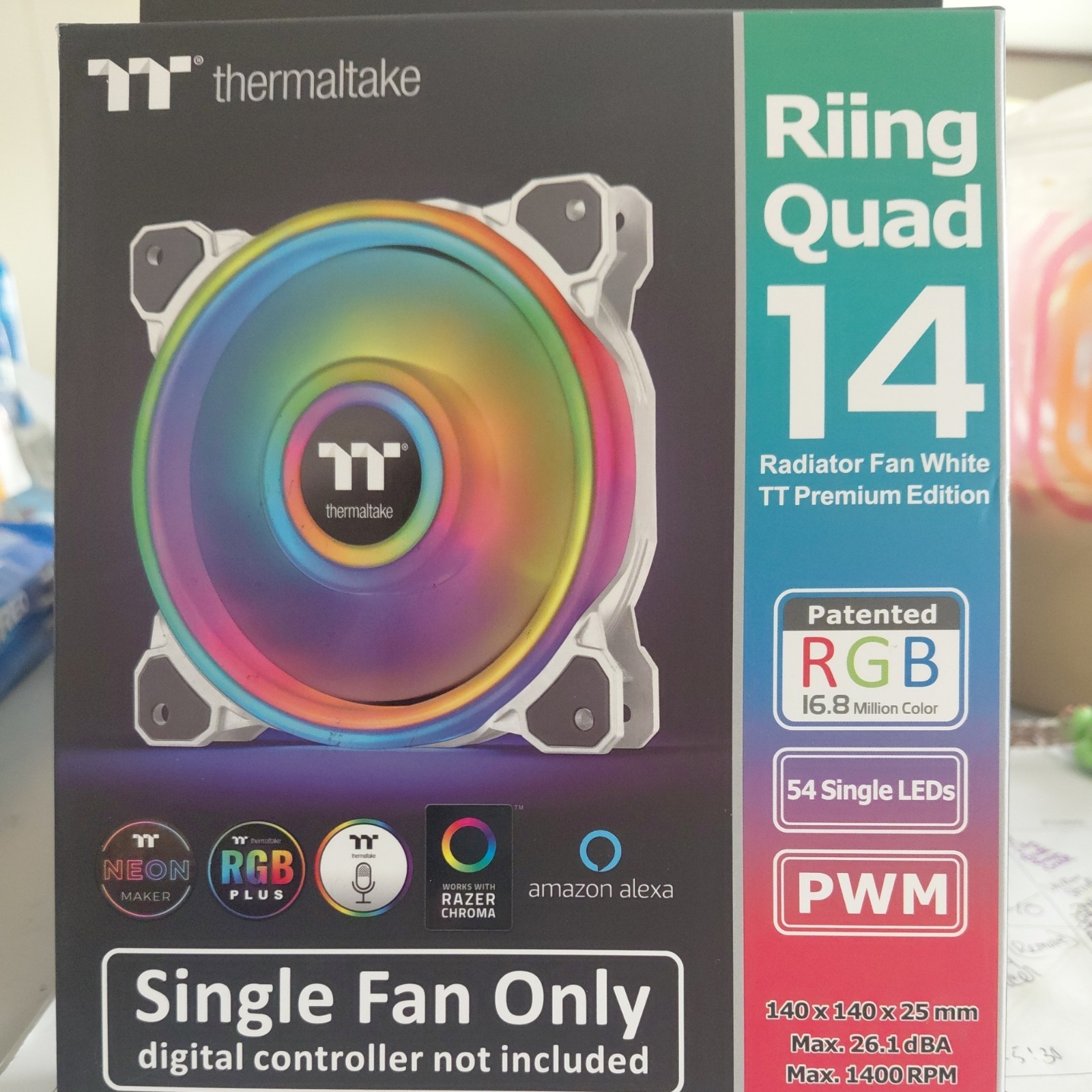 Thermaltake CL-F101-PL14SW-C Riing Quad 14 RGB Radiator Fan TT Premium Edition 
