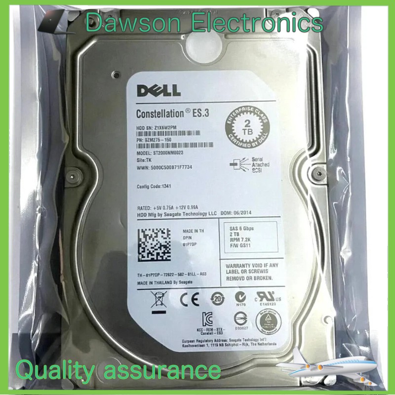 DELL 1P7DP 01P7DP 2TB 7.2K 6Gb/s 3.5" SAS ST2000NM0023 Hard Drive