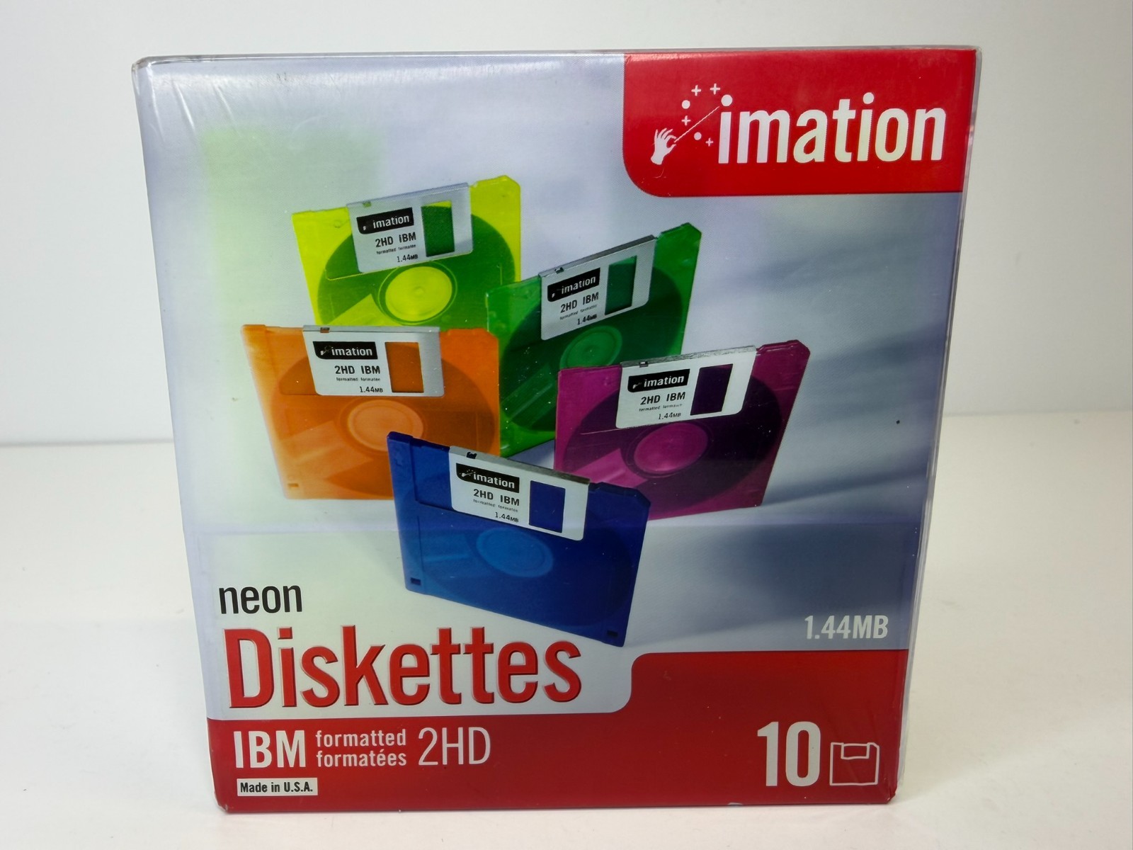 Imation Neon 3.5 Floppy Diskettes 10 Pack IBM Formatted 1.44MB 2HD ~ New Sealed