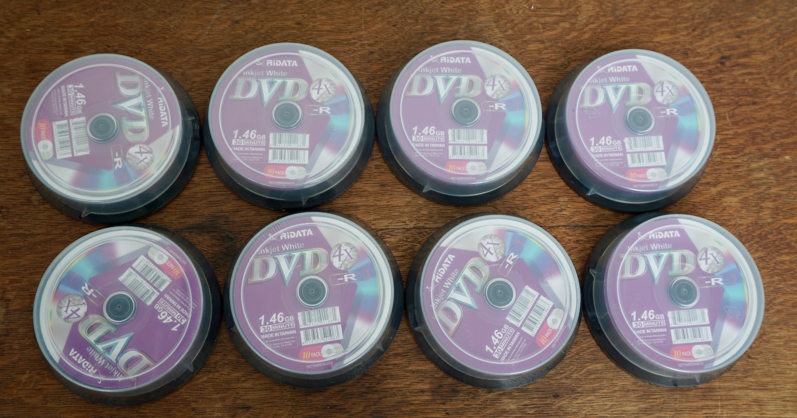RiDATA Mini DVD-R, 4X / 30 Min, 1.46GB. 10 Pack Spindle. NEW, SEALED. Lot Of 8
