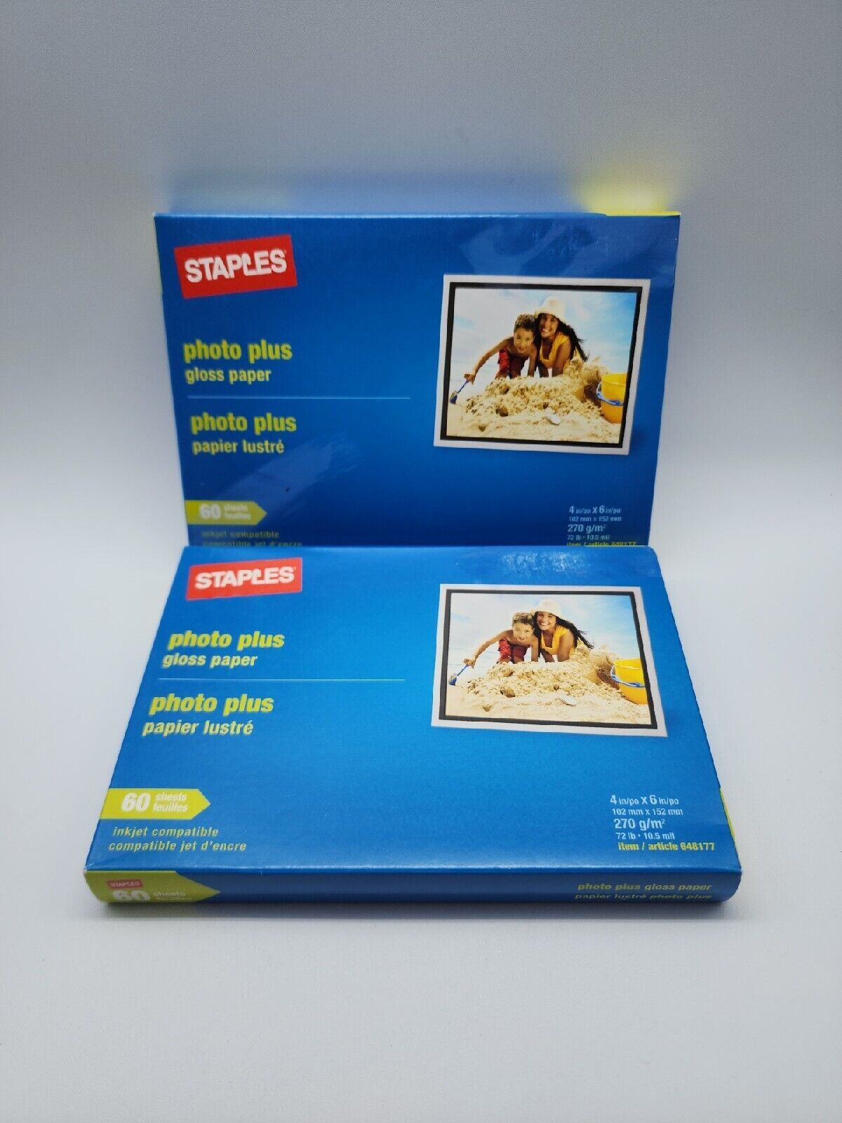 Staples Photo Plus Gloss Paper 4x6 - 60 Sheets Each Box  2 Pack