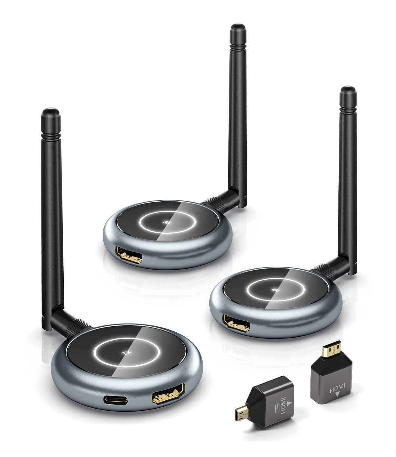 AIMIBO 5.8G Wireless HDMI Transmitter and 2 Receivers, 4K Decode 1080P@60Hz