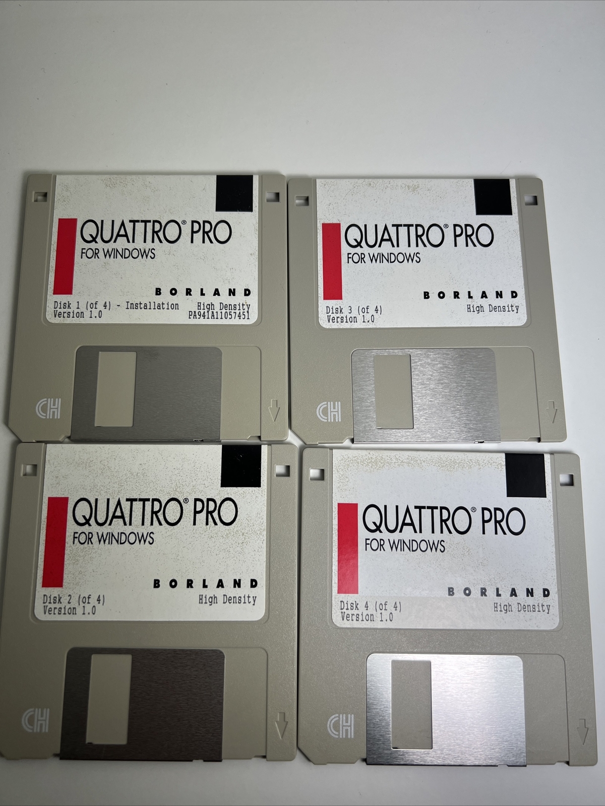 Set of Vintage 1991 Quattro Pro For Windows v1.0 3.5in 4 Floppy Disks