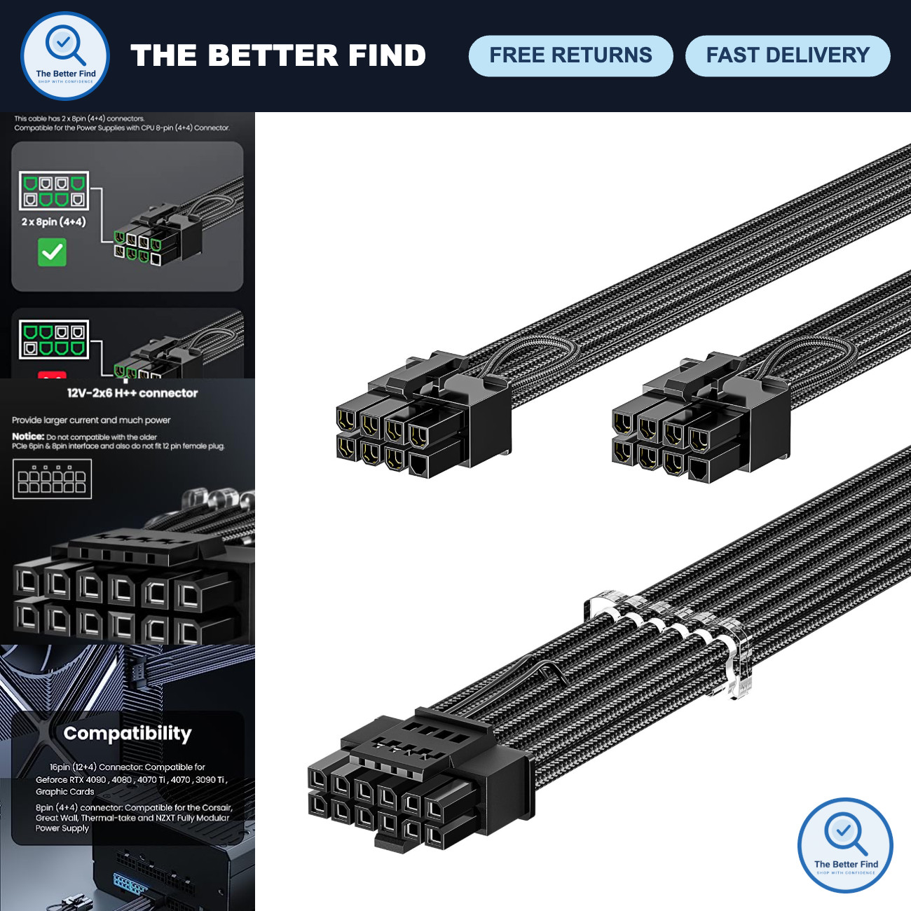 600W PCIe 5.1 12VHPWR GPU Power Cable - 70cm High-Performance Connector
