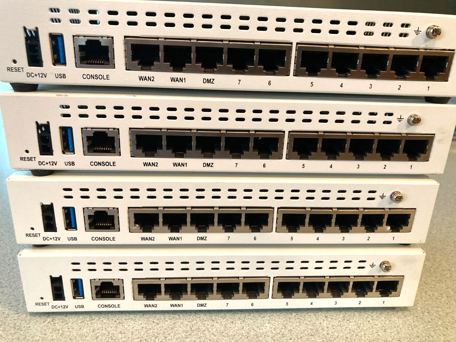 Fortinet FortiGate 60E FG-60E Firewall Security Appliance - lot of 4 W/ (3) PS