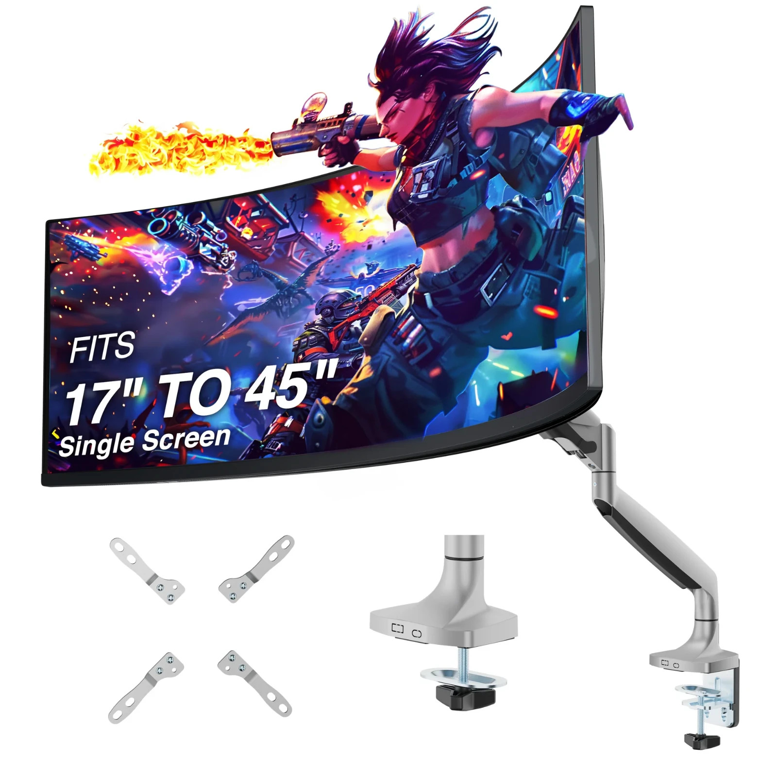 AVLT Single Heavy Duty 33 lbs Monitor Desk Mount Arm Gray DM03-1