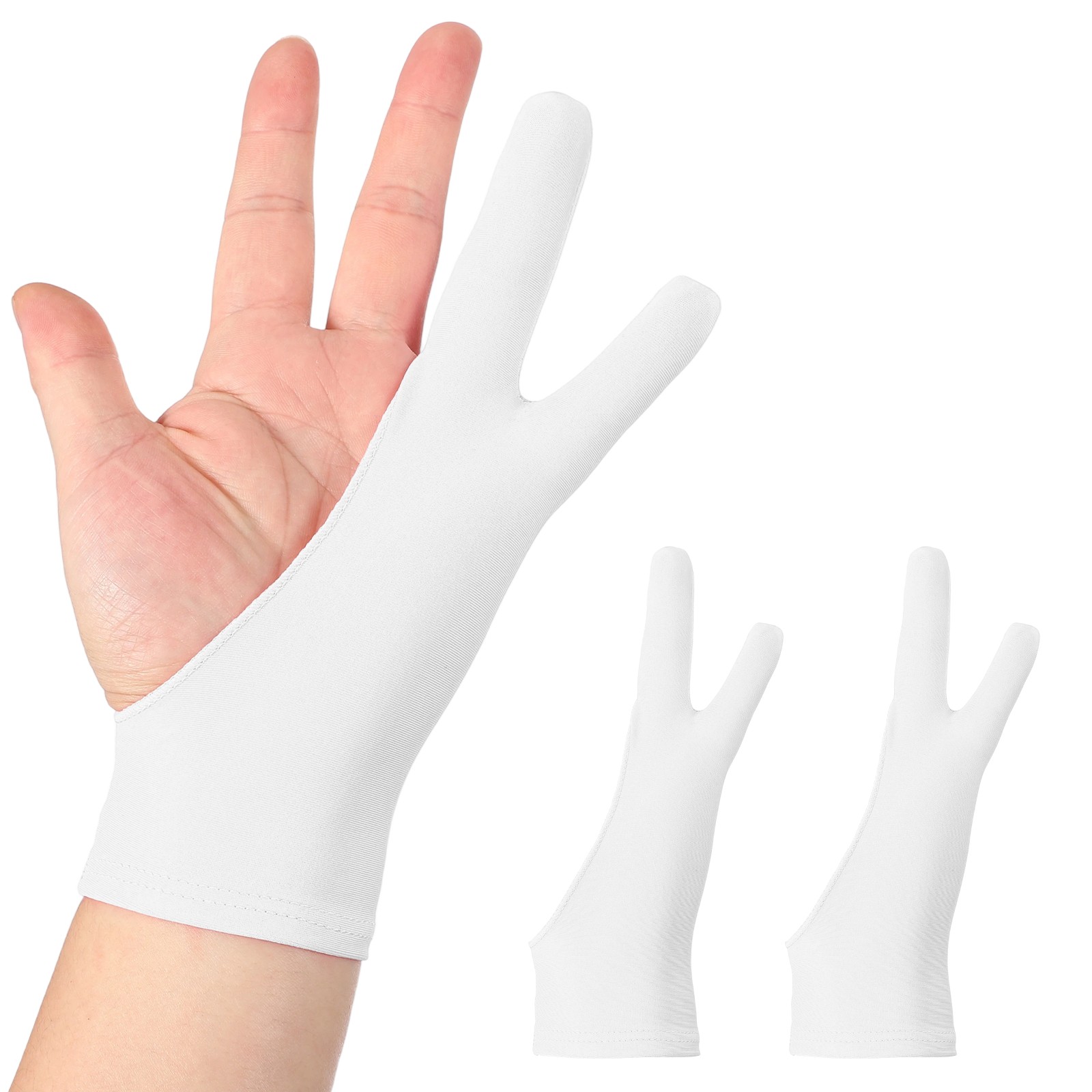 2pcs Artist Drawing Glove l Size Two Fingers Graphics Painting Glove White
