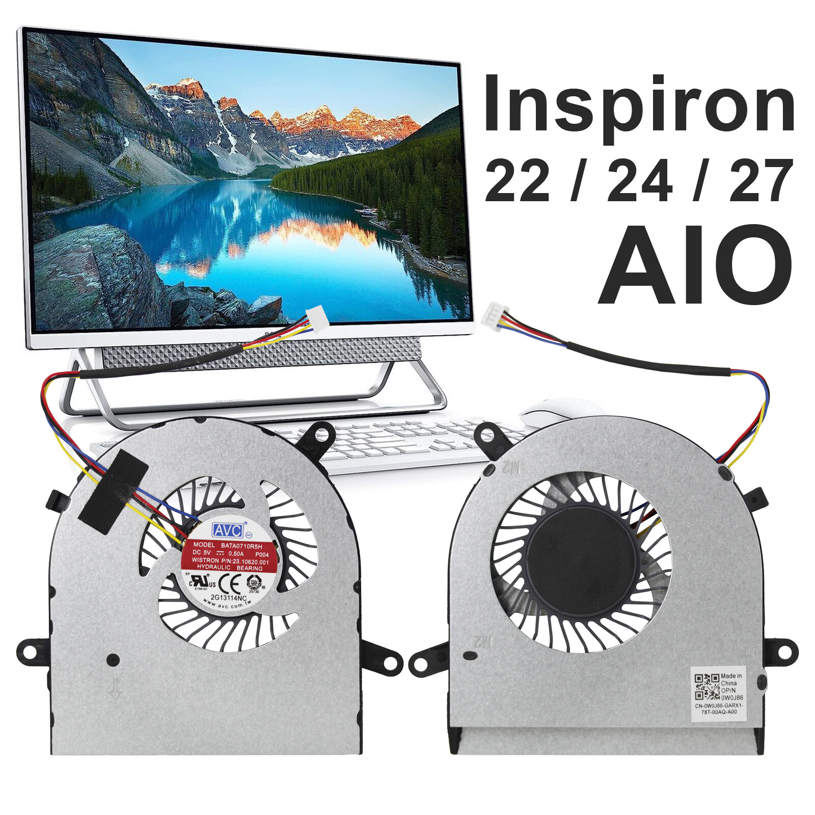 1pcs CPU Cooling Fan Replacement For DELL Inspiron ALL-IN-ONE (AIO) 22 / 24 / 27