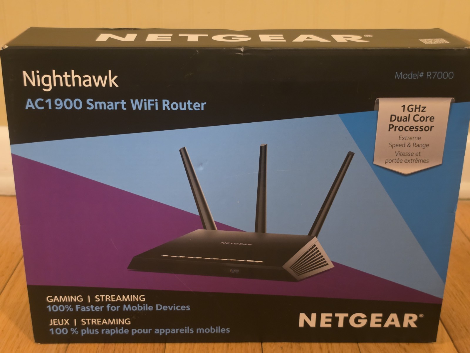 NETGEAR Nighthawk AC1900 Smart WiFi Router R7000 Dual Core Processor 1GHz