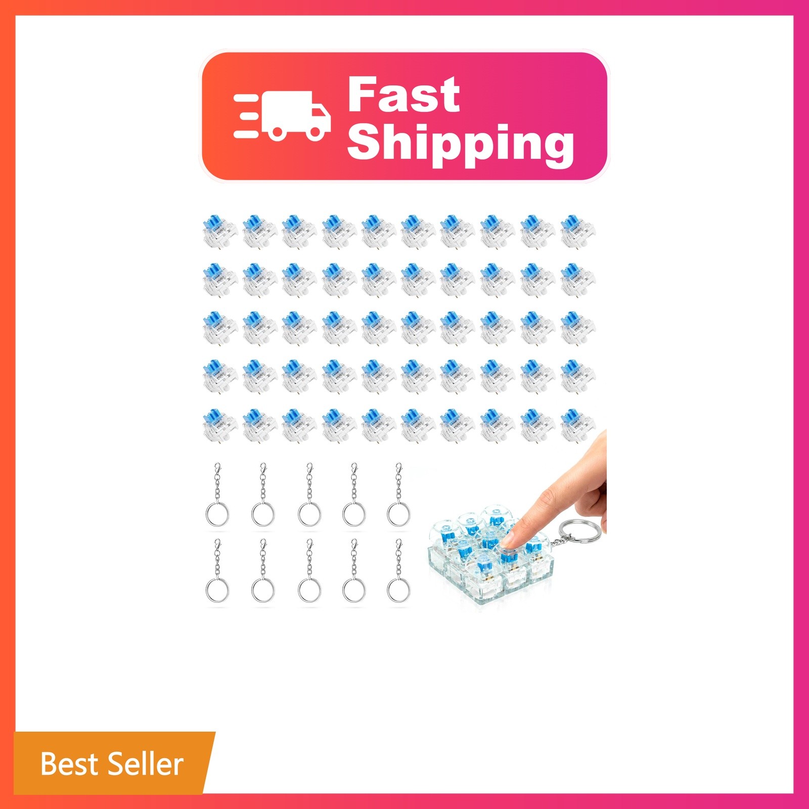 50PCS Clickers for 3D Prints,3-Pin Mechanical Keyboard Switches Replacement |...