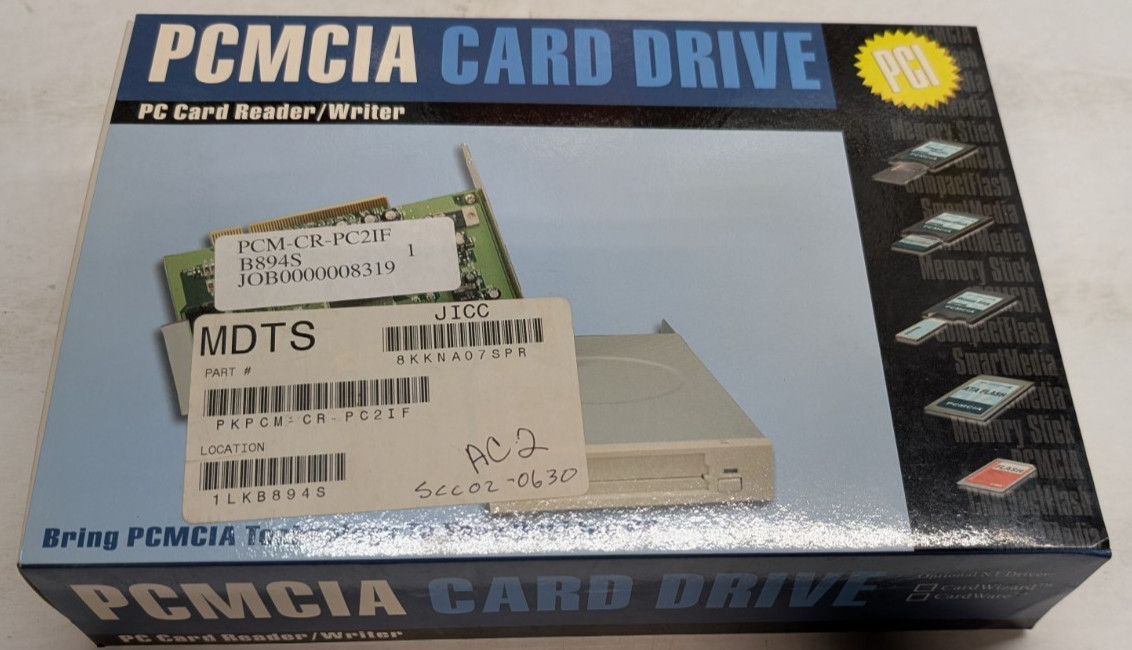 NOS 2-Slot PCI PCMCIA PC Card Drive Reader/Writer 3.5" Bay PCM-CR-PC2IF Complete