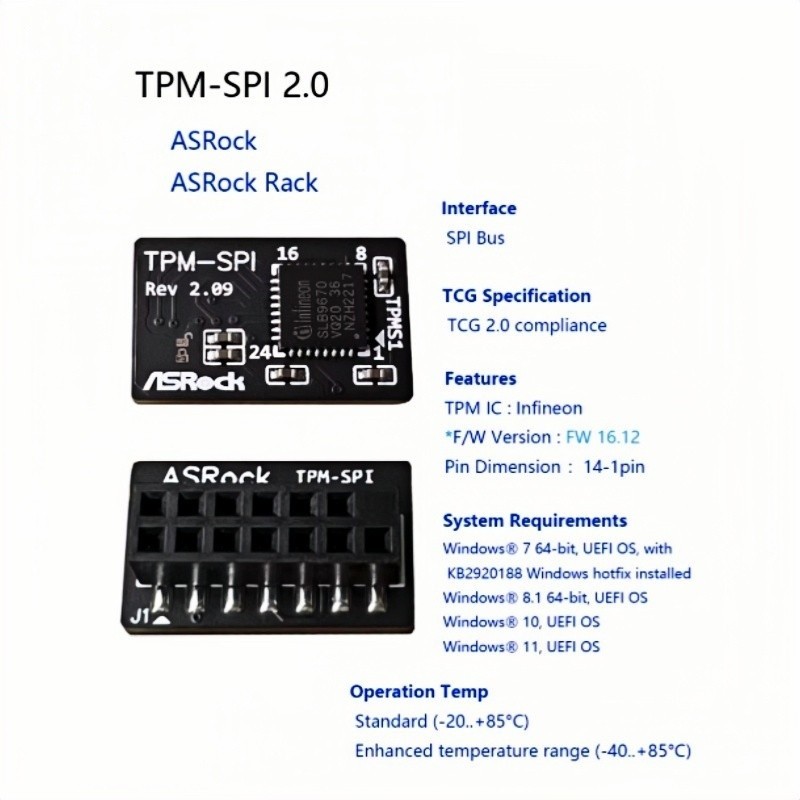 1PCS BRAND NEW TPM2.0 Security Module ASRock TPM-SPI2.0 9672 Fast Delivery