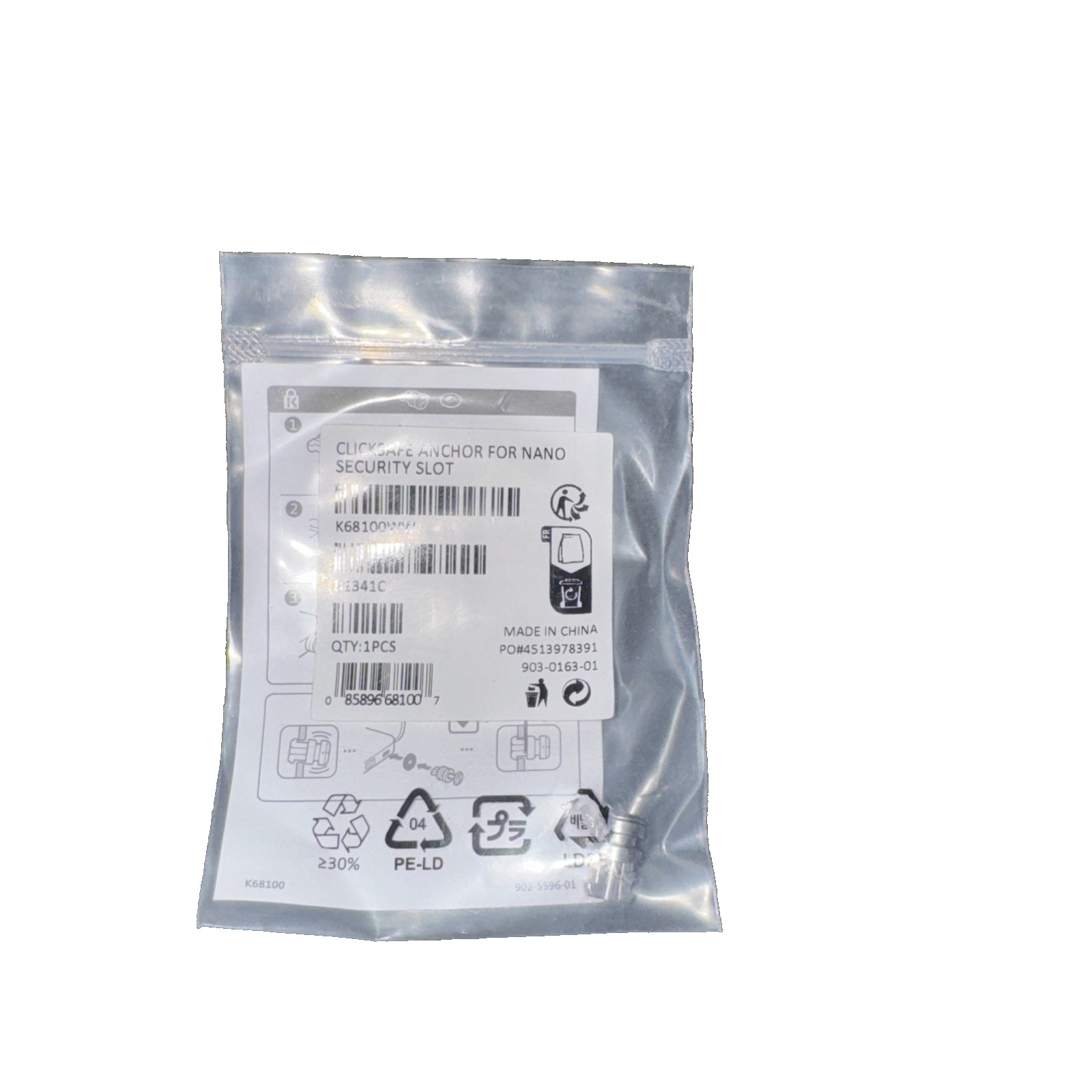 Kensington ClickSafe NanoSaver Laptop Lock Security Anchor K68100WW