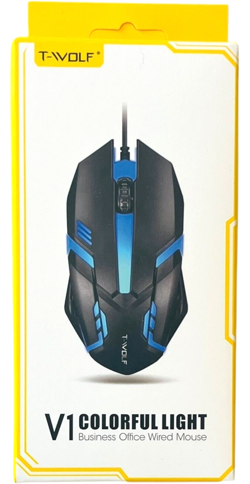 T-Wolf V1 Colorful Light Business Office Wired Mouse - NEW in Box