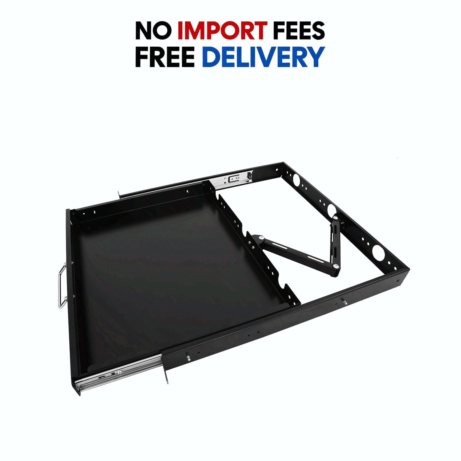1U 19-Inch Rack Mount Sliding Keyboard Drawer with Front Mount Brackets