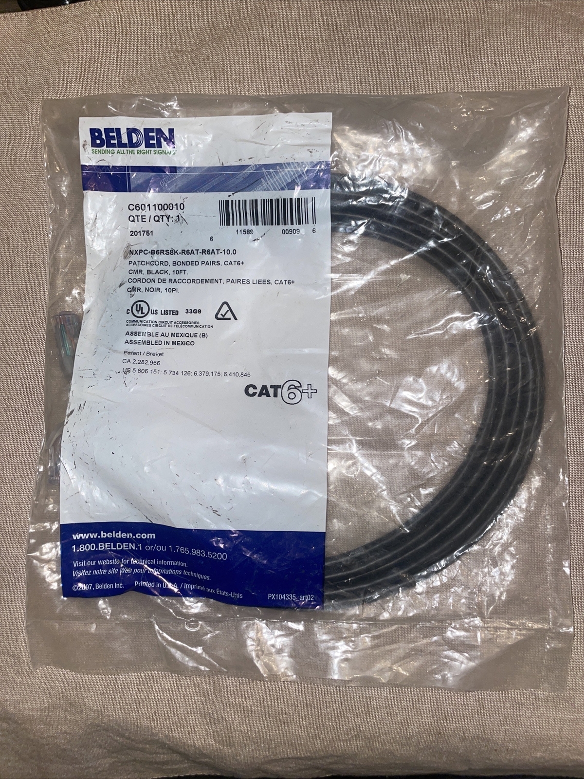 BELDEN C601100010 Cat6 Patch cable RJ45