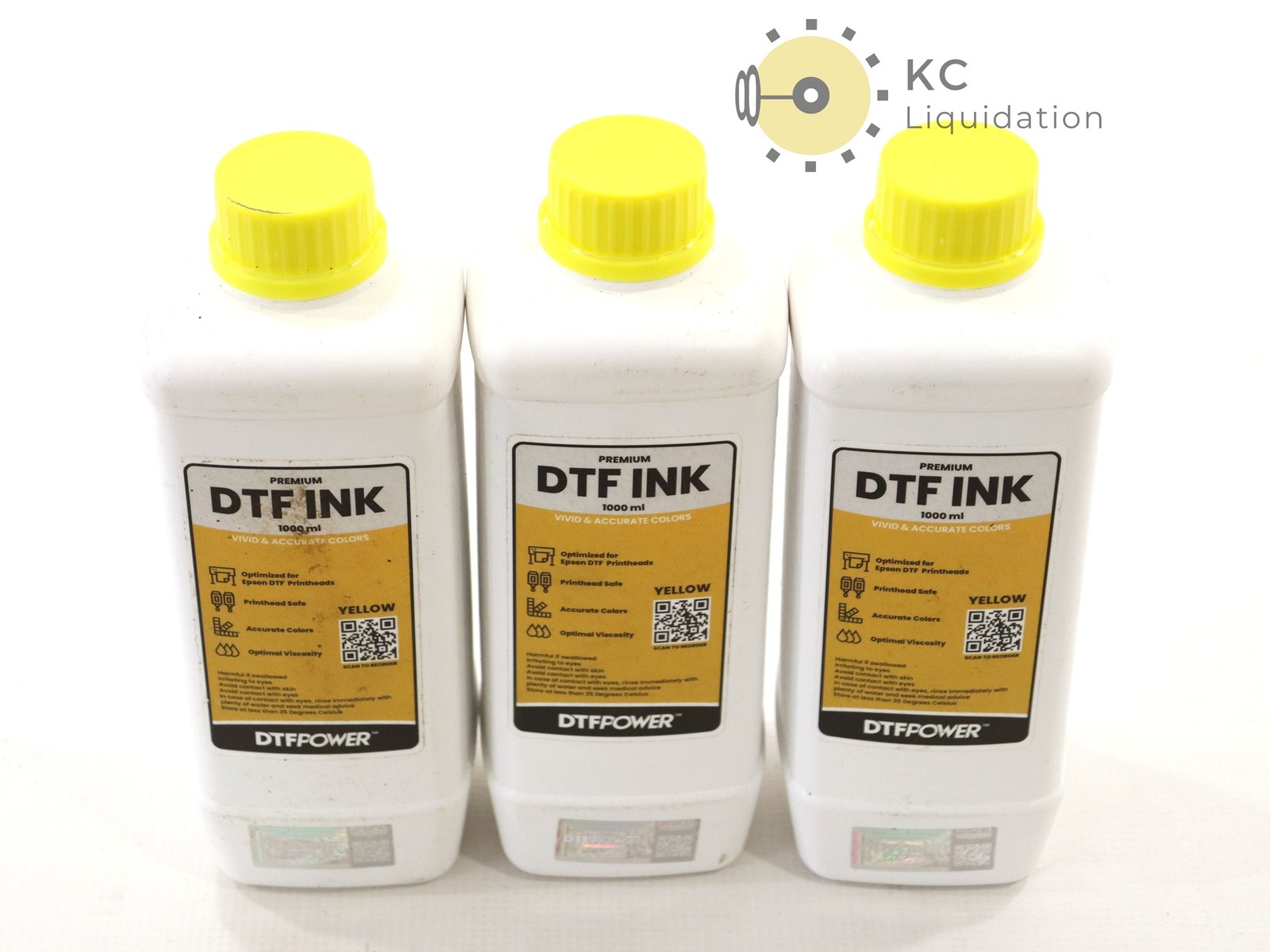 3x Lot Genuine DTF Power 1000ml Yellow DTF Ink Refill Bottle
