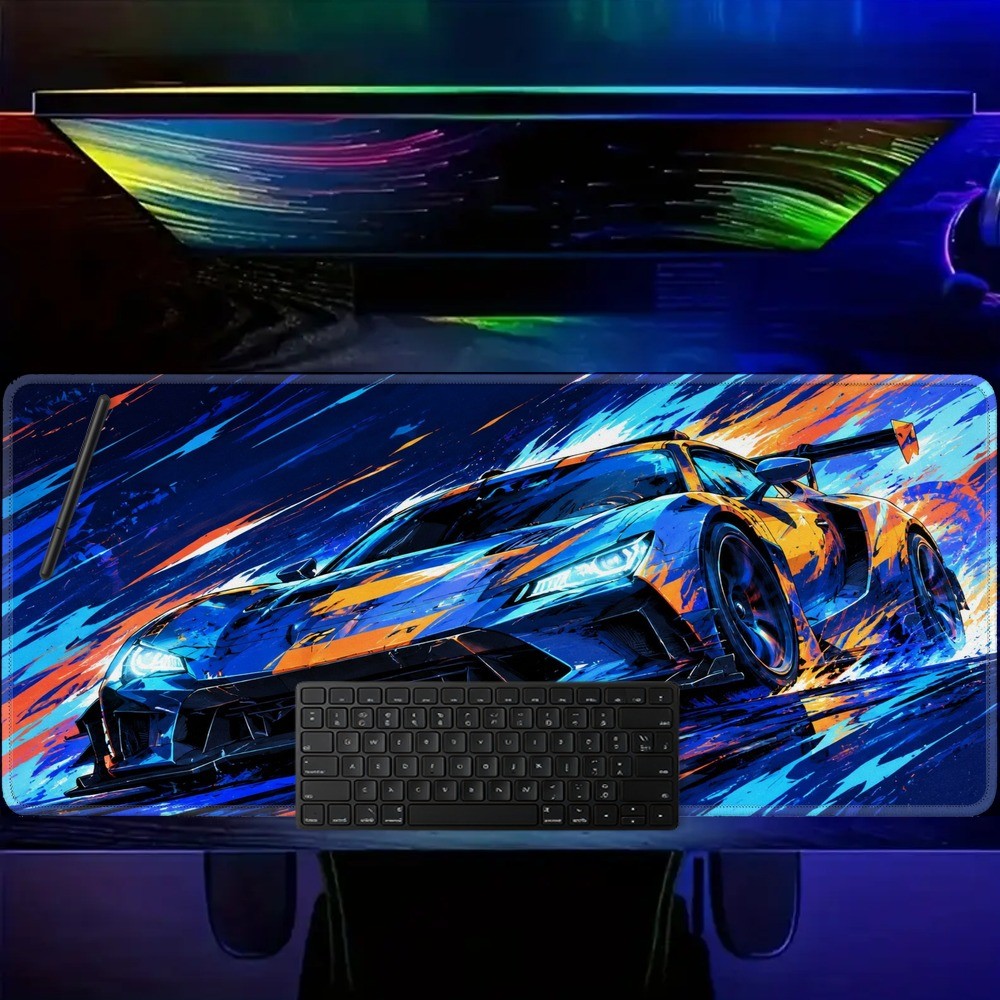 DOS Large Gaming Desk Pad Compatible for PC/Laptop, Non-Slip Base & Smooth wit