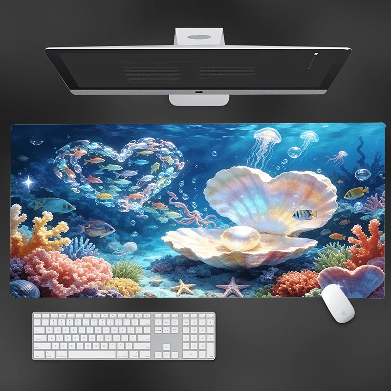 1pc Non-Woven Keyboard And Mouse Pad Underwater Treasures Coral Colorful Pearl