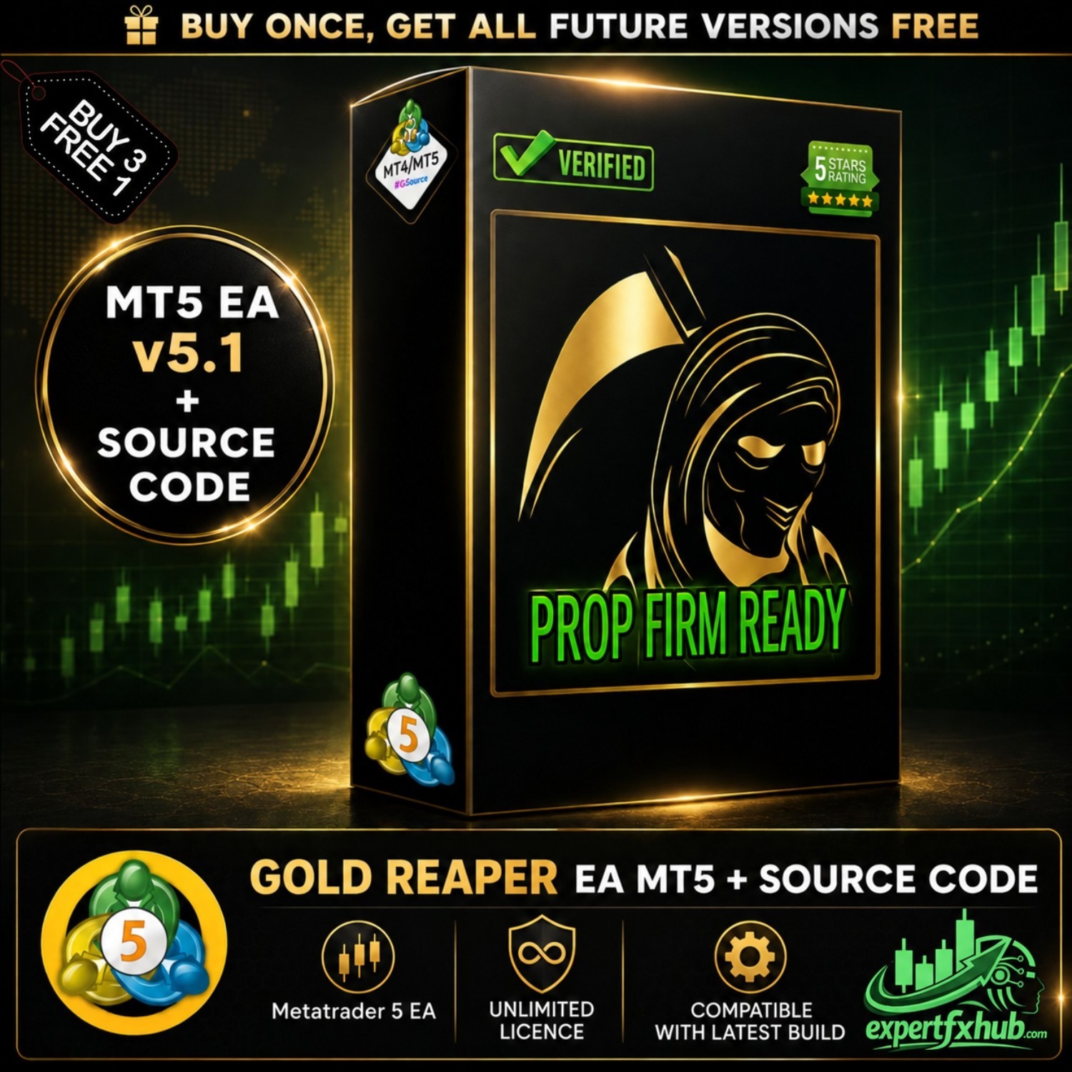 v5.1 Gold Reaper EA + Source Code Metatrader MT5 Trading Robot MQL5 unlimited