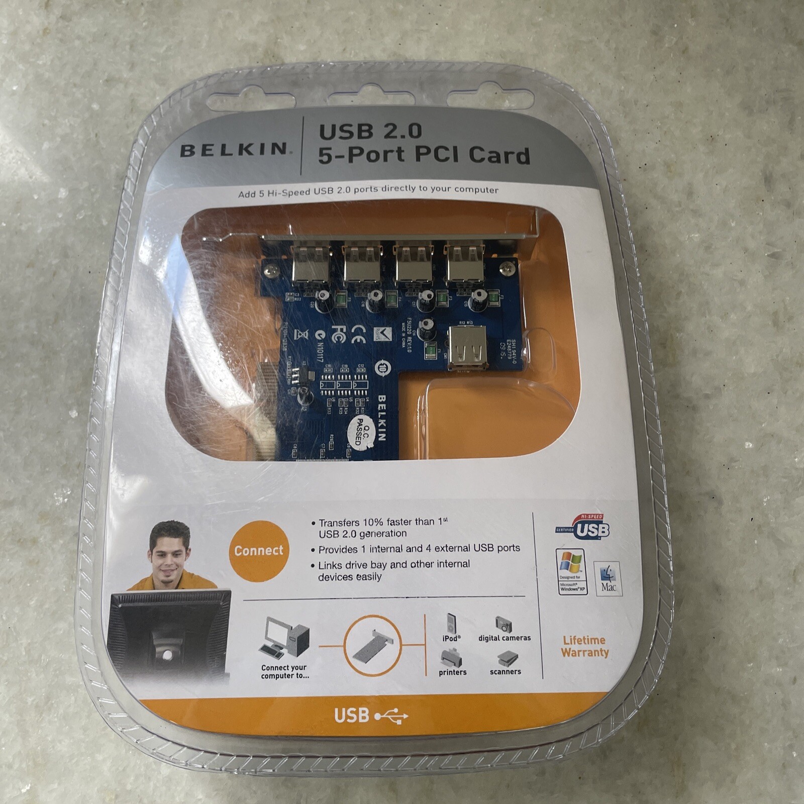 BELKIN USB 2.0 5-PORT PCI CARD - NIB - 1 Internal/4 External ~ Brand New