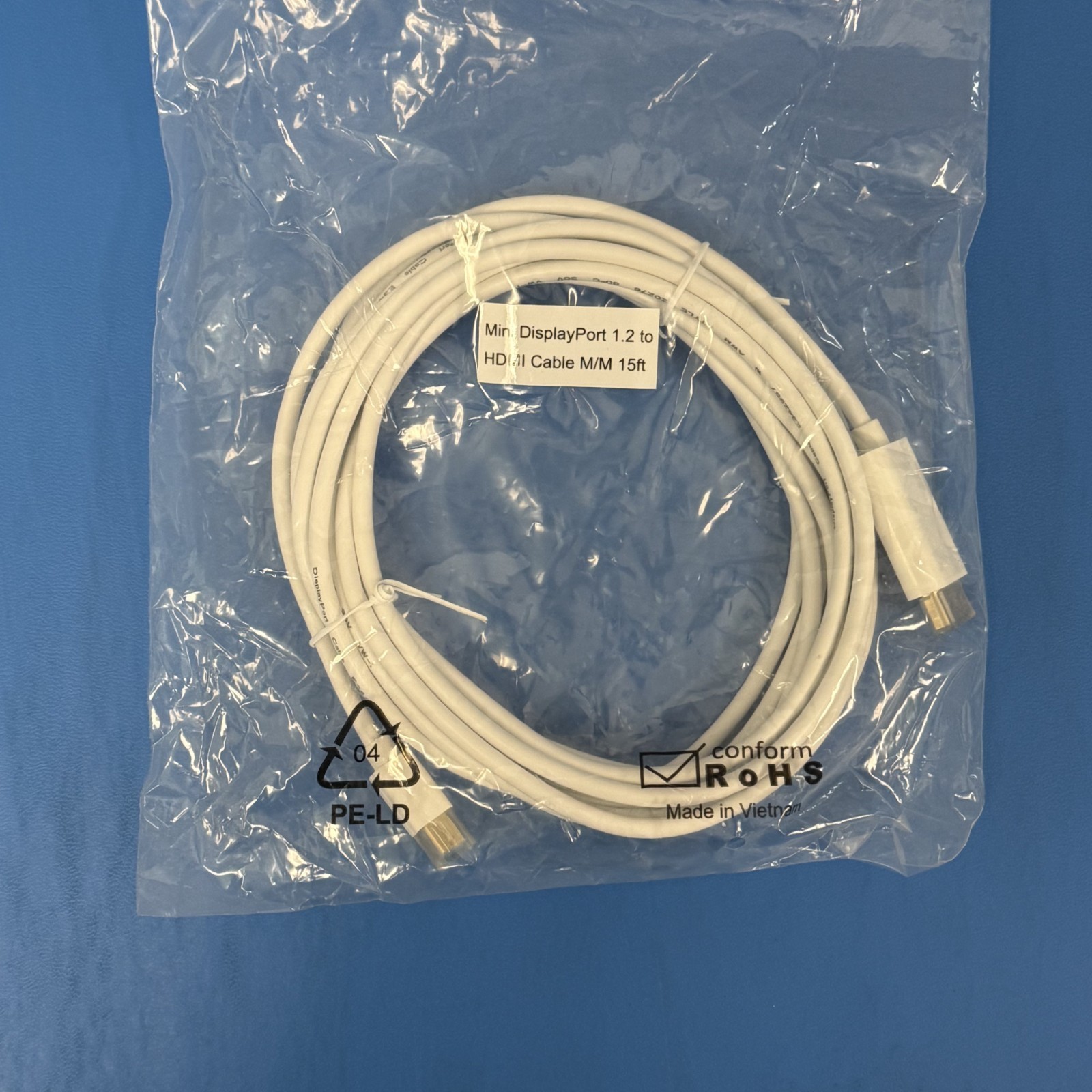 15ft Mini DisplayPort DP 1.2 to HDMI Converter Adapter Cable M/M