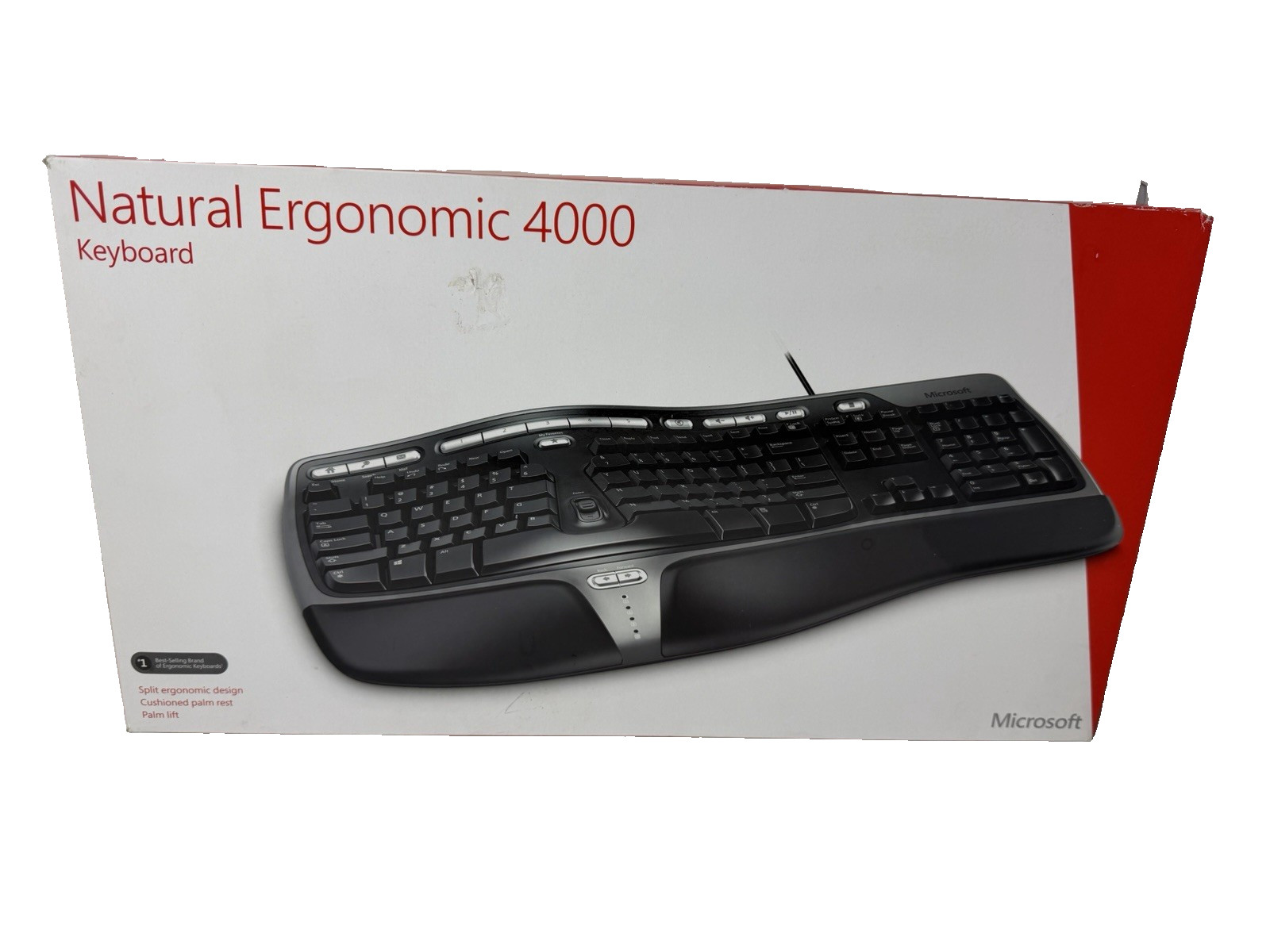 Microsoft Natural Ergonomic Keyboard 4000 USB Wired Black PC Desktop Open Box