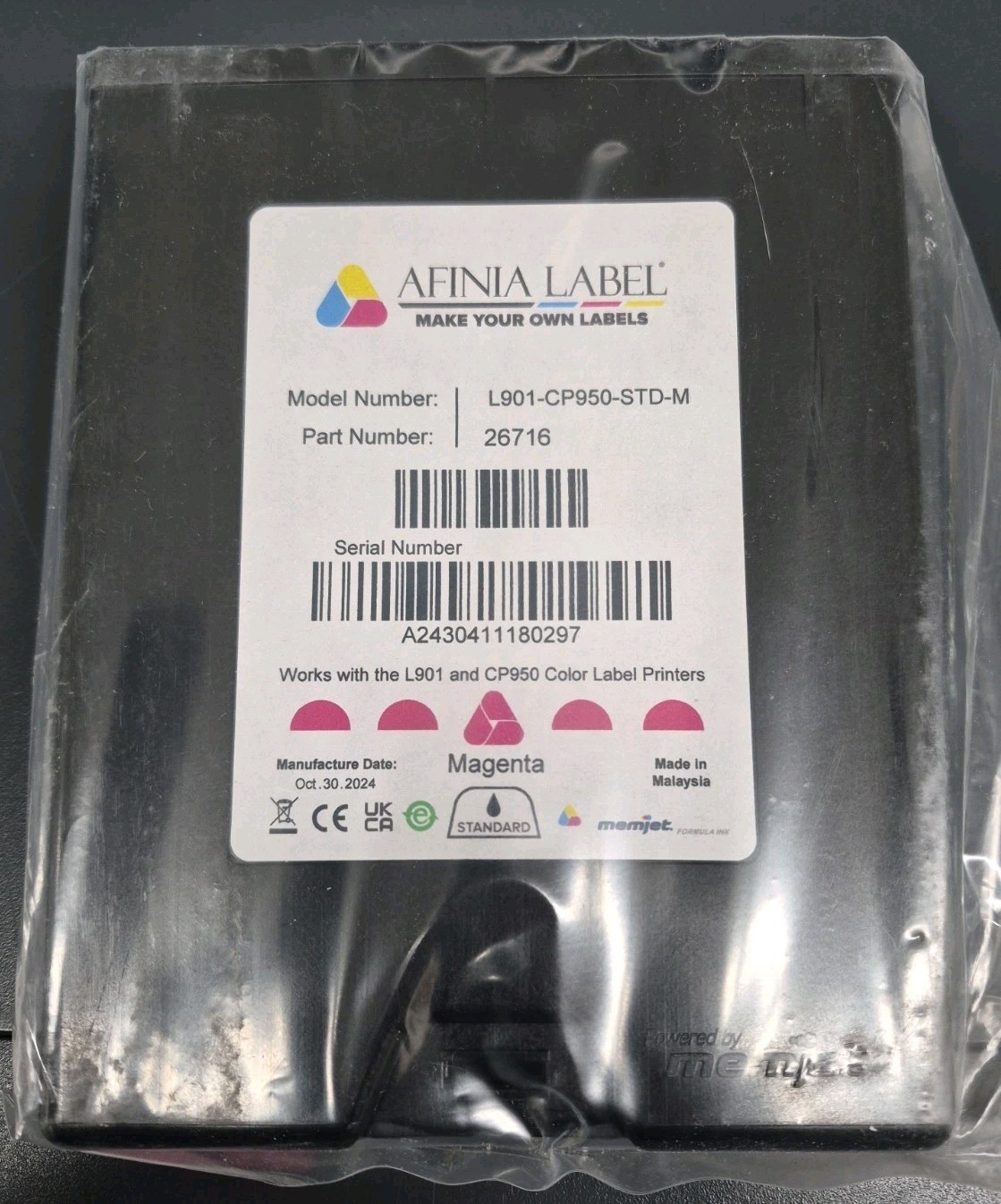 Afinia Label Genuine Magenta Ink Cartridge L901-CP950-STD-M NEW For Afinia L901