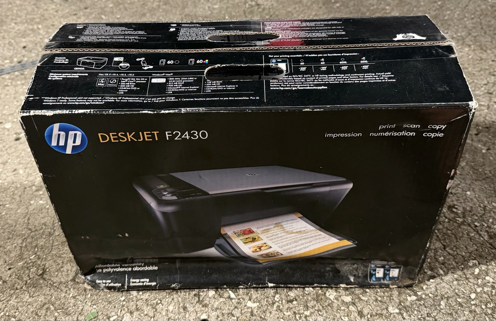 HP Deskjet F4480 All-In-One Inkjet Printer Scan Copy - HP 60 Ink NEW Damaged Box