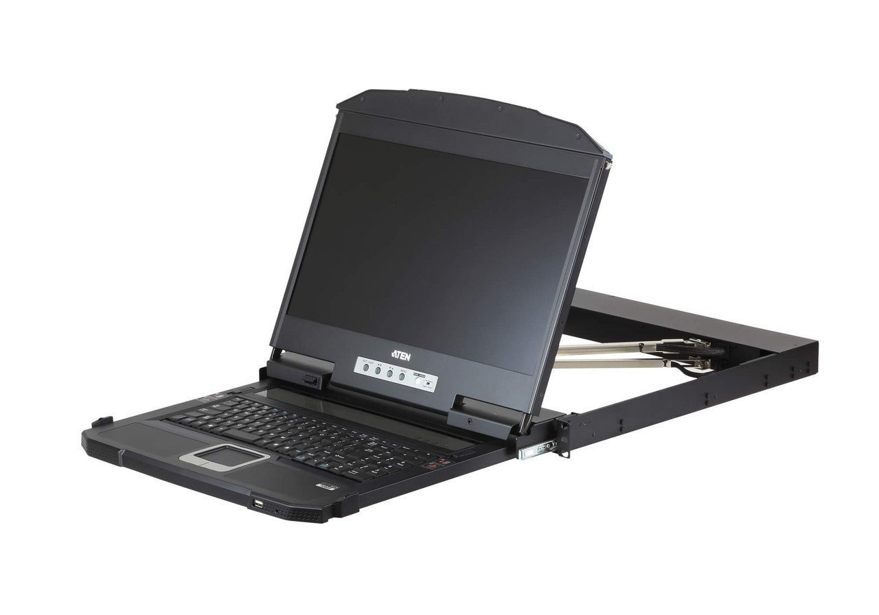 Aten Rackmount Dual Rail LCD Console VGA HDMI DVI & USB w/ 18.5' LCD Display