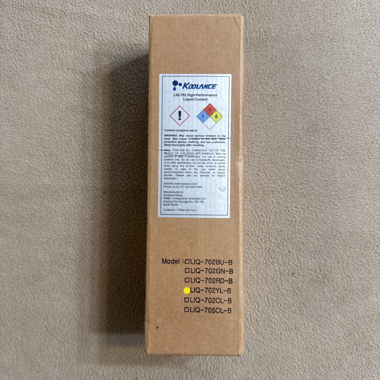 KOOLANCE LIQ-702 Yellow High Performance Liquid Coolant LIQ-702YL-B New Sealed